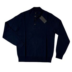 NEW Patrick Assaraf mens M Medium blue mock neck pullover sweater NWT